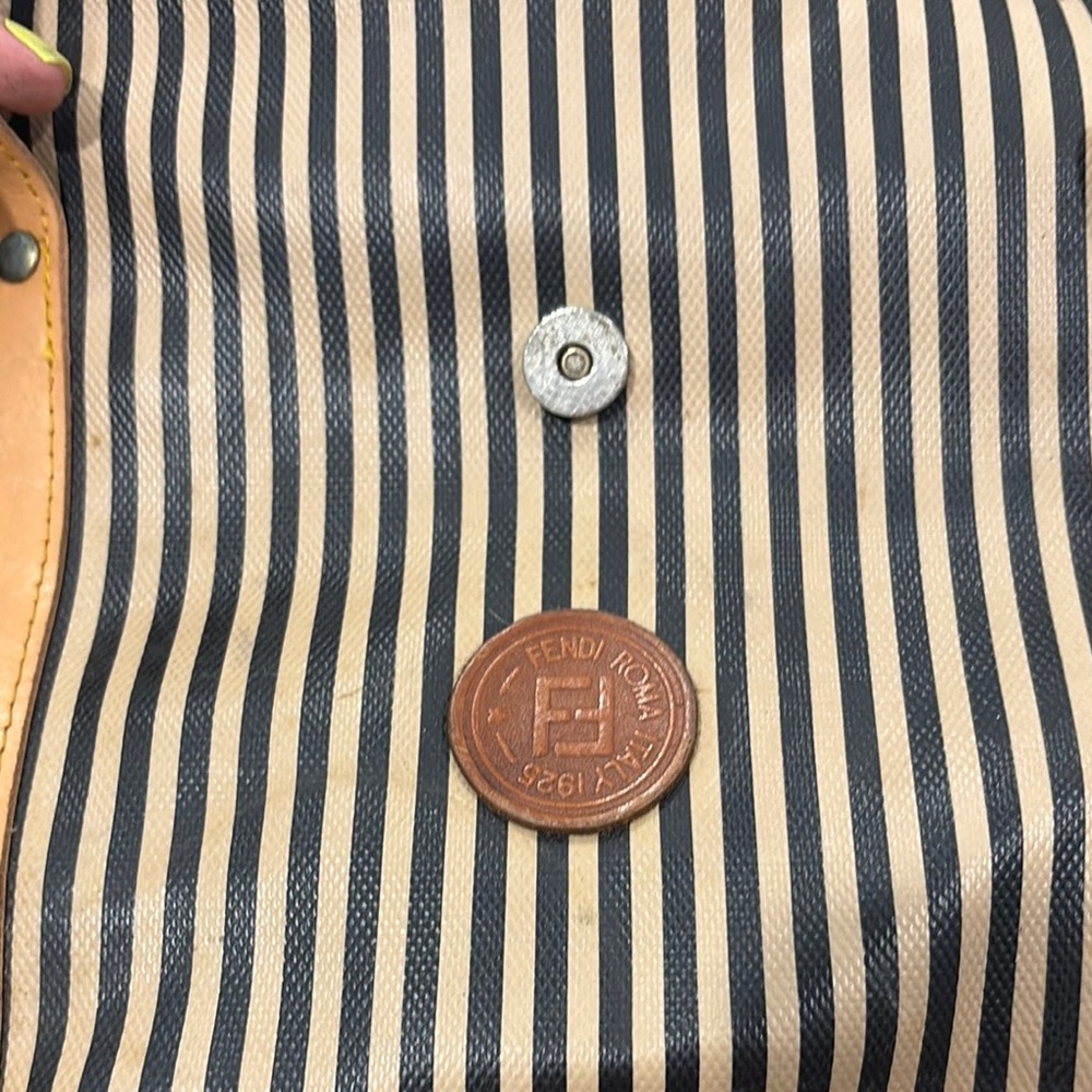 Fendi Tan and Black Backpack with Striped Design